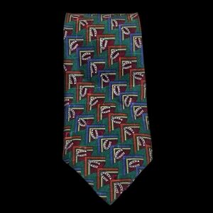 Vtg Barwyn Collection Silk Tie Horseshoes Necktie Office Western Handmade 57"